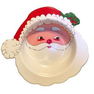 Vintage Santa Claus Party Server Bowl Plastic Christmas Decor 14" Ullman AS IS
